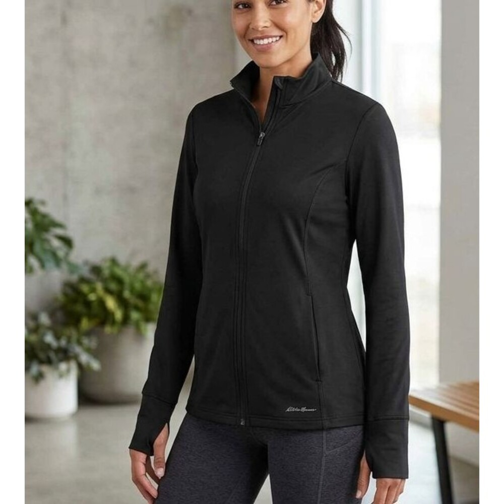 Eddie Bauer Black Zip Front Scuba Knit Jacket Athletic Casual Fall Basics XL